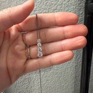 Elegant Silver Necklace with Clear Stones